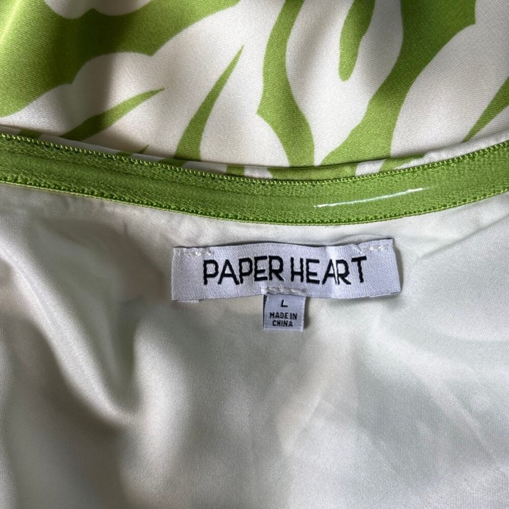 PAPER HEART Floral Strapless Dress Lime Green/White Size L - Picture 3 of 5
